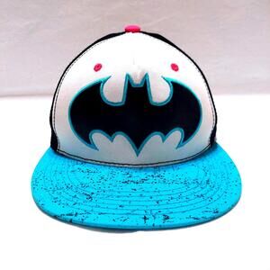 BATMAN PAINT SPLATTER ADJUSTABLE SNAPBACK HAT TM & DC COMICS BLUE BLACK‎ WHITE